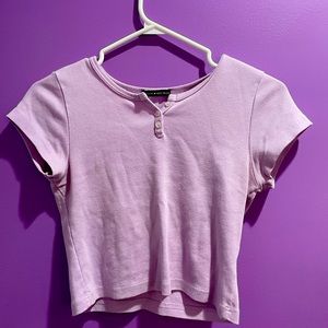 Brandy Melville Purple Button Cropped Tee
